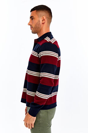 Arma Erkek Ribanalı Regular Fit Çizgili %95 Pamuk %5 Elastane Ringel Pike Kumaş Polo Yaka Düğmeli Sweatshirt K30554953102 