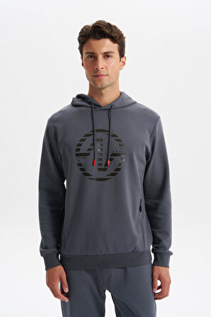 Arma Erkek Slim Fit Örme Interlok Kapüşonlu Kanguru Cepli Sweatshirt Yazı Baskılı %80 Pamuk %14 Polyester %6 Elastane K30254685302 