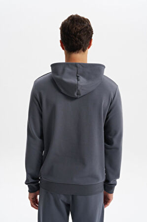 Arma Erkek Slim Fit Örme Interlok Kapüşonlu Kanguru Cepli Sweatshirt Yazı Baskılı %80 Pamuk %14 Polyester %6 Elastane K30254685302 