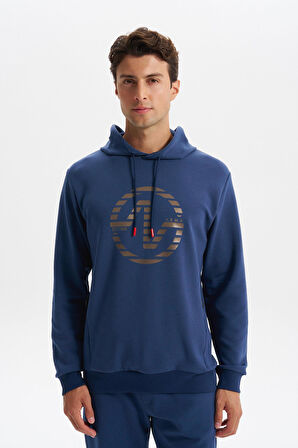 Arma Erkek Slim Fit Örme Interlok Kapüşonlu Kanguru Cepli Sweatshirt Yazı Baskılı %80 Pamuk %14 Polyester %6 Elastane K30254685302 