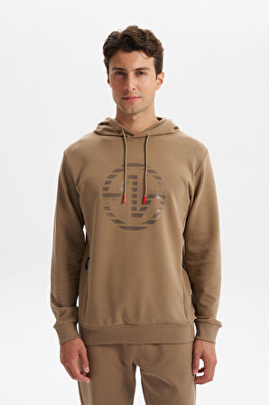 Arma Erkek Slim Fit Örme Interlok Kapüşonlu Kanguru Cepli Sweatshirt Yazı Baskılı %80 Pamuk %14 Polyester %6 Elastane K30254685302 