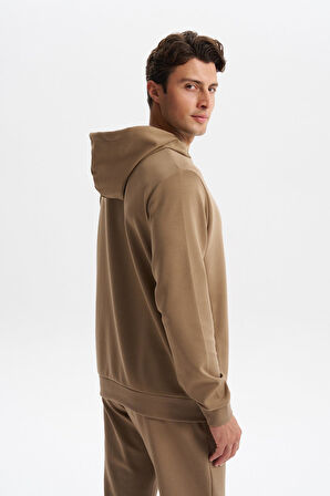 Arma Erkek Slim Fit Örme Interlok Kapüşonlu Kanguru Cepli Sweatshirt Yazı Baskılı %80 Pamuk %14 Polyester %6 Elastane K30254685302 