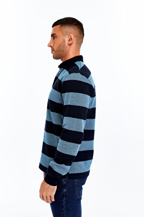 Arma Erkek Örme Ribanalı Regular Fit Çizgili Polo Yaka Sweatshirt %95 Pamuk %5 Elastane K30554952902 