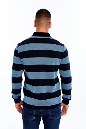 Arma Erkek Örme Ribanalı Regular Fit Çizgili Polo Yaka Sweatshirt %95 Pamuk %5 Elastane K30554952902 