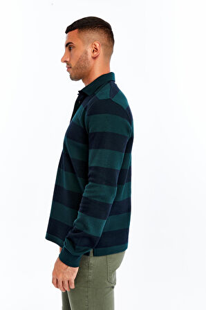 Arma Erkek Örme Ribanalı Regular Fit Çizgili Polo Yaka Sweatshirt %95 Pamuk %5 Elastane K30554952902 