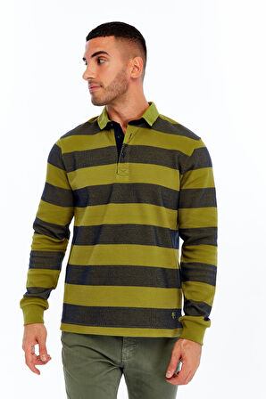Arma Erkek Örme Ribanalı Regular Fit Çizgili Polo Yaka Sweatshirt %95 Pamuk %5 Elastane K30554952902 