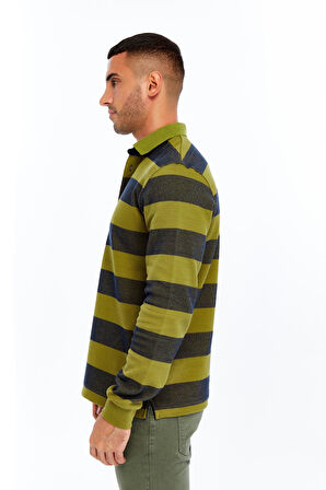 Arma Erkek Örme Ribanalı Regular Fit Çizgili Polo Yaka Sweatshirt %95 Pamuk %5 Elastane K30554952902 