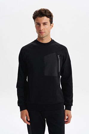 Arma Erkek Slim Fit Scuba Interlok Bisiklet Yaka Sweatshirt – Ön Sol Fermuarlı Cepli, Sol Kolda Etiketli K30124685402 
