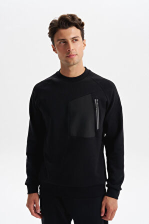 Arma Erkek Slim Fit Scuba Interlok Bisiklet Yaka Sweatshirt – Ön Sol Fermuarlı Cepli, Sol Kolda Etiketli K30124685402 
