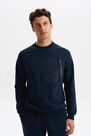 Arma Erkek Slim Fit Scuba Interlok Bisiklet Yaka Sweatshirt – Ön Sol Fermuarlı Cepli, Sol Kolda Etiketli K30124685402 