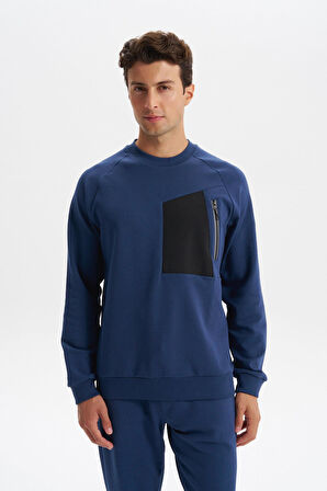 Arma Erkek Slim Fit Scuba Interlok Bisiklet Yaka Sweatshirt – Ön Sol Fermuarlı Cepli, Sol Kolda Etiketli K30124685402 