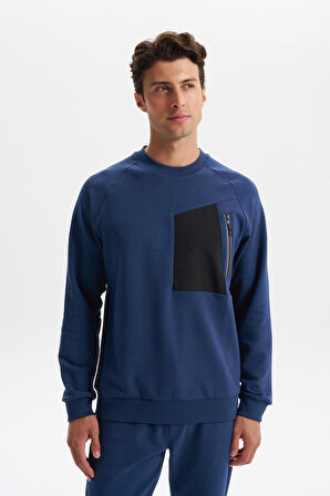 Arma Erkek Slim Fit Scuba Interlok Bisiklet Yaka Sweatshirt – Ön Sol Fermuarlı Cepli, Sol Kolda Etiketli K30124685402 