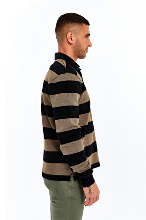 Arma Erkek Örme Ribanalı Regular Fit Çizgili Polo Yaka Sweatshirt %95 Pamuk %5 Elastane K30554952902 