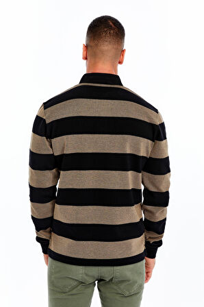 Arma Erkek Örme Ribanalı Regular Fit Çizgili Polo Yaka Sweatshirt %95 Pamuk %5 Elastane K30554952902 