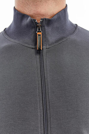 Arma Erkek Slim Fit Sweatshirt – Scuba Interlok, Tam Fermuarlı, Dik Yaka, Fleto Cepli K30324989802 