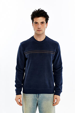 Arma Erkek Regular Fit Selanik Kumaş Çizgi Baskılı Bisiklet Yaka Sweatshirt %65 Pamuk %35 Polyester K30124697702 