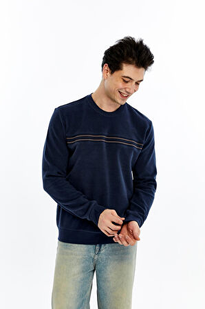 Arma Erkek Regular Fit Selanik Kumaş Çizgi Baskılı Bisiklet Yaka Sweatshirt %65 Pamuk %35 Polyester K30124697702 