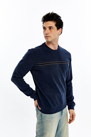 Arma Erkek Regular Fit Selanik Kumaş Çizgi Baskılı Bisiklet Yaka Sweatshirt %65 Pamuk %35 Polyester K30124697702 