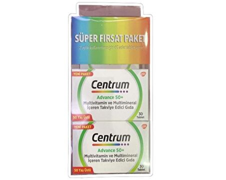 Centrum Advance 50+Multivitamin 30 Tablet - 2 li Süper Fırsat Paketi - SKT:04/2024