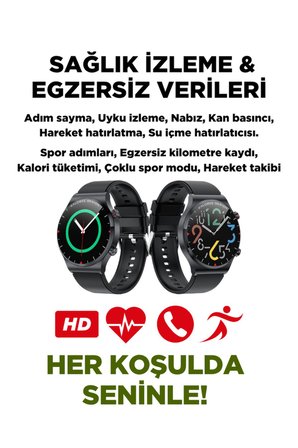 Wh4 Akıllı Saat Kordon Hediyeli Ios Android Uyumlu Arama Özellikli Nabız tansiyon ölçme