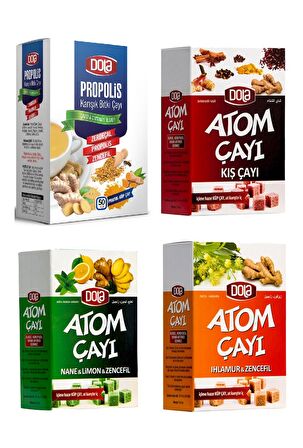 Dola Atom Çayı 4'lü Paket Kış Çayı-Nane Limon-Ihlamur ve Propolis Çayı 