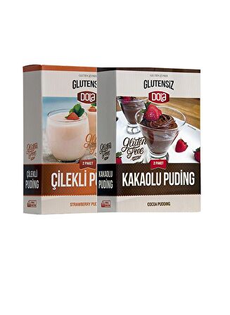 Dola Glutensiz Çilekli Ve Kakaolu Puding 2'li Set 230 gr X 2 Adet