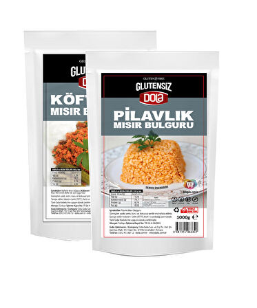 Dola 2'li Glutensiz Bulgur Seti Köftelik ve Pilavlık Mısır Bulguru 1 Kg X 2 Adet