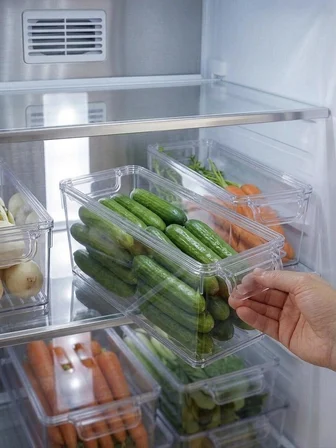 SoftChef Şeffaf Kapaklı Buzdolabı Düzenleyici Organizer - Çok Amaçlı Saklama Kutusu