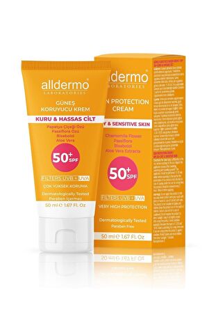 Alldermo SPF 50+ Kuru Hassas Cilt Krem 50 ml Tüp