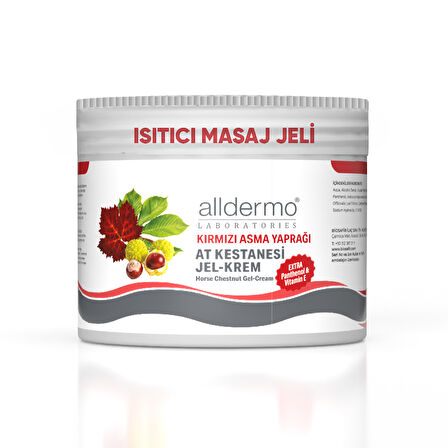 Alldermo At kestanesi Kırmızı Asma Yağrağı Isıtıcı jel Krem 500 ml