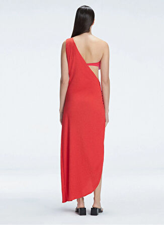 Moeva Tek Omuz Yaka Düz Kırmızı Standart Kadın Elbise CORALINE