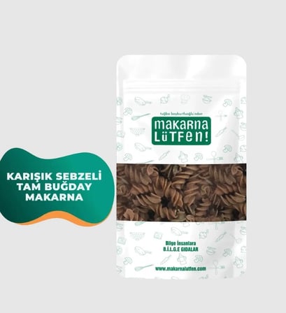 Makarna Lütfen Karışık Sebzeli Tam Buğday Makarna 200gr
