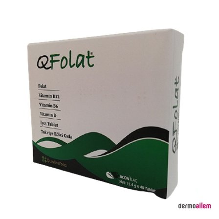 QFolat Vitamin B12 B6 D İyot 40 Tablet