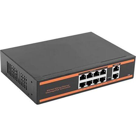 Nova ND1P802LF 8 Port Poe+ 10-100 Mbps 2 Port 10-100 Uplink Switch 150W