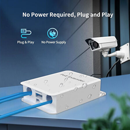 Novacom NVC-AT13FW-A 10/100Mbps 1/3 Dış Ortam POE Repeater 100mt 30W
