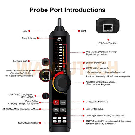 Novacom LT-600S RJ45 Poe Uyumlu Çok Fonksiyonlu Kablo Test Cihazı