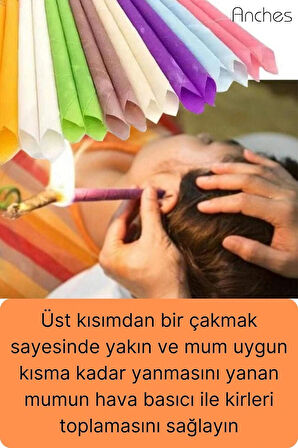 Pratik 100% Doğal Aromaterapi Bakım Buşon Dış Kulak İçi Kir Temizleme Mumu Konisi Çubuğu 5 Çift