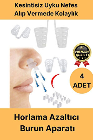 Premium Kesintisiz Uyku Nefes Alıp Vermede Kolaylık Horlama Azaltıcı Burun Delik Aparatı 4 Adet
