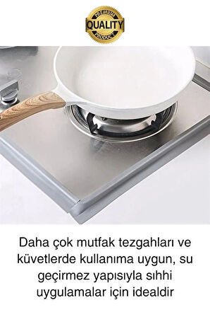Premium Gri Ocak Tezgah Kenarı Banyo Mutfak Sızdırmaz Bant Su Geçirmez Küfe Dayanıklı 3,2 mt 2 Adet
