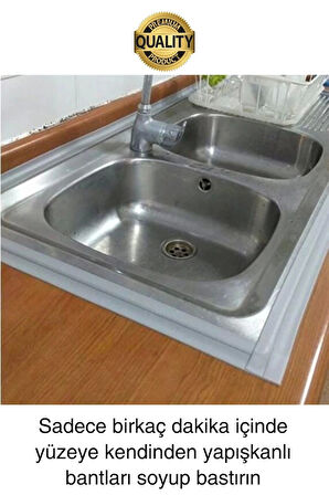 Premium Gri Ocak Tezgah Kenarı Banyo Mutfak Sızdırmaz Bant Su Geçirmez Küfe Dayanıklı 3,2 mt 3 Adet