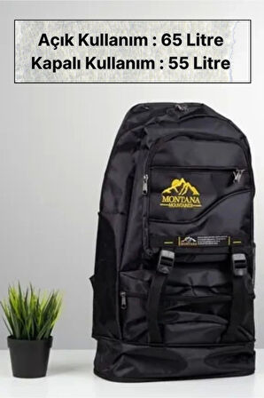65 Lt Ortopedik Dayanıklı Büyük Boy Çok Gözlü Su Geçirmez Körüklü Kamp Trekking Outdoor Sırt Çantası