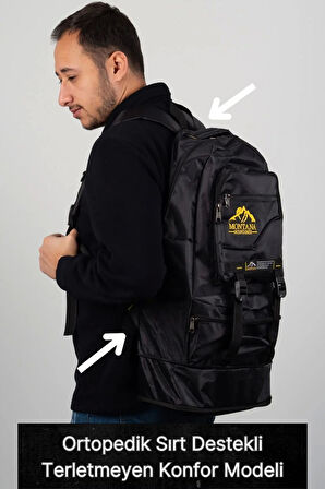 65 Lt Ortopedik Dayanıklı Büyük Boy Çok Gözlü Su Geçirmez Körüklü Kamp Trekking Outdoor Sırt Çantası