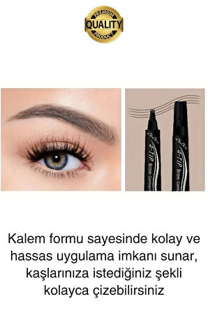 Premium Suya Dayanıklı Kalıcılığı Yüksek Kaş Rimeli Boyası 4 Mikro Uç Şekil Verme Makyaj Kalemi