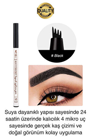 Premium Suya Dayanıklı Kalıcılığı Yüksek Kaş Rimeli Boyası 4 Mikro Uç Şekil Verme Makyaj Kalemi