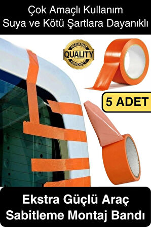 5 Adet İz Bırakmaz 50mmx 30mt Araba Montaj Bandı Oto Araç Sabitleme Bant Ekstra Güçlü Suya Dayanıklı