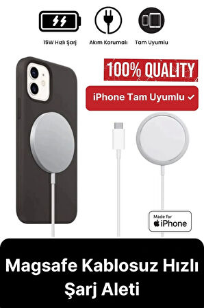 Modern Kablosuz Mıktanıslı Wireless iPhone 11 12 13 14 15 Süper Hızlı 15W Magsafe Şarj Aleti