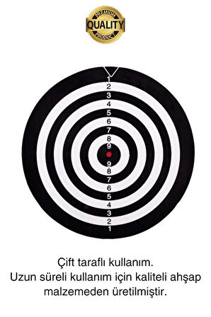 Premium 44 cm Dart Tahtası Seti Metal Uçlu 6 Ok Parti Eğlence Cafe Hediye Hobi Oyun Aktivite Her Yaş