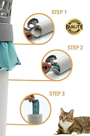 Yeni Nesil Premium Kedi Kumu Temizleme Küreği Elekli Hazneli Kaka Poşeti Hediyeli Büyük Boy Pratik