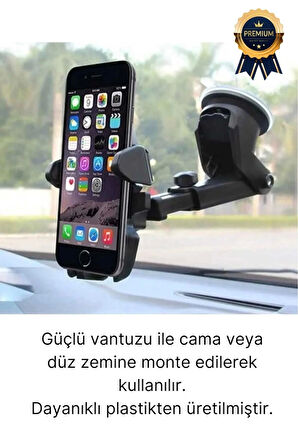 Dayanıklı Ayarlanabilen Vantuzlu Ultra Güçlü Cama Uyumlu Araç Torpido Araba İçi Telefon Tutacağı