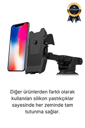 Dayanıklı Ayarlanabilen Vantuzlu Ultra Güçlü Cama Uyumlu Araç Torpido Araba İçi Telefon Tutacağı